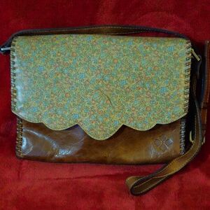 Patricia Nash Tan Floral Leather Crossbody Bag